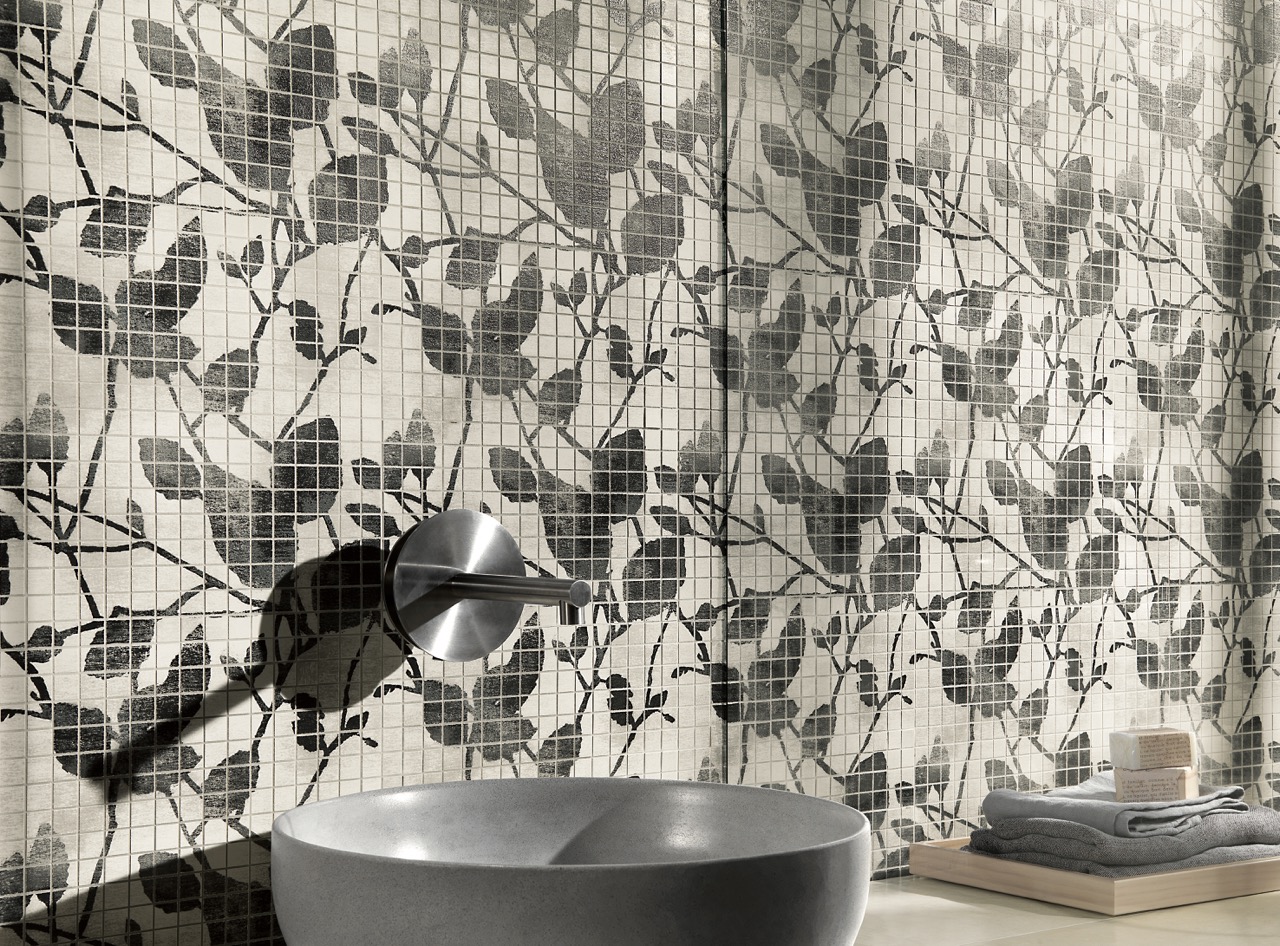 maku light stone bathroom tile feature mosaic